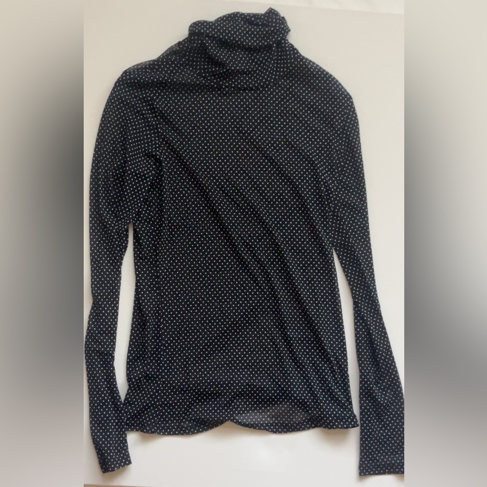 Dark navy blue Polka Dot Long Sleeve Top